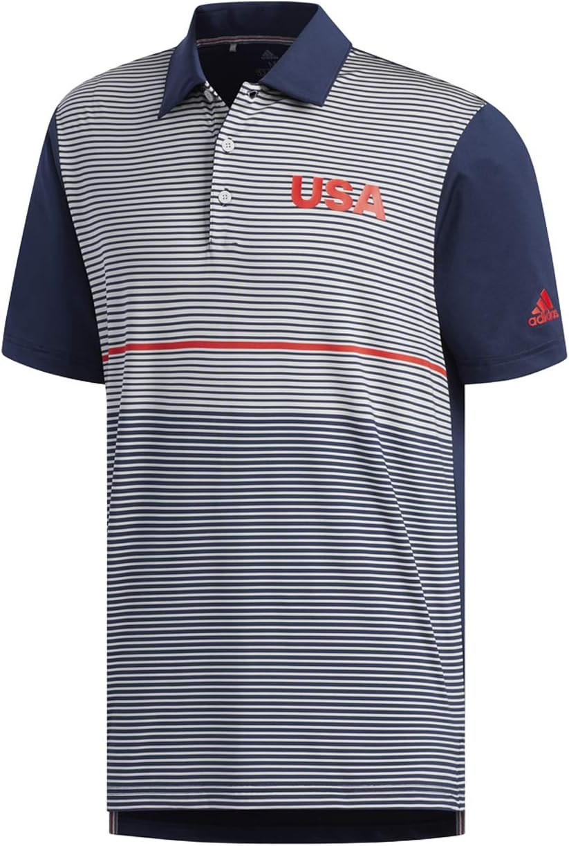 adidas Golf Men's Usa Golf Ultimate Color Block Polo, Collegiate Navy/ Grey Two/ Collegiate Red, Small