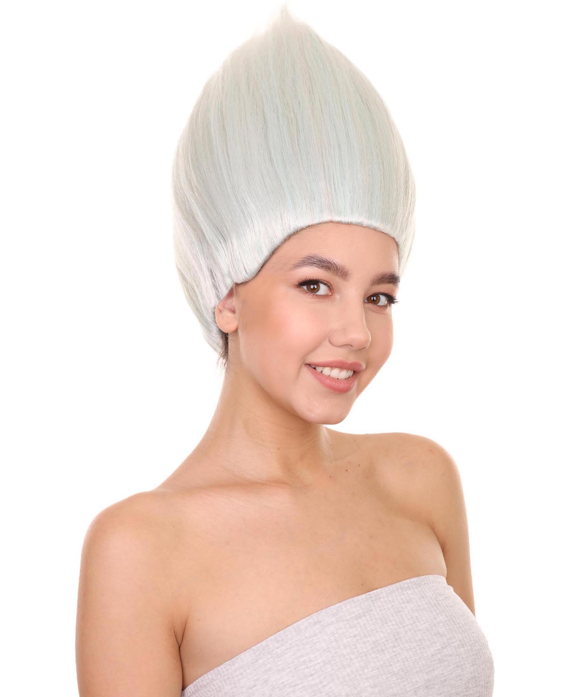 HPO Unisex Silver Color Straight Cosplay Halloween Troll Wig - Image 3