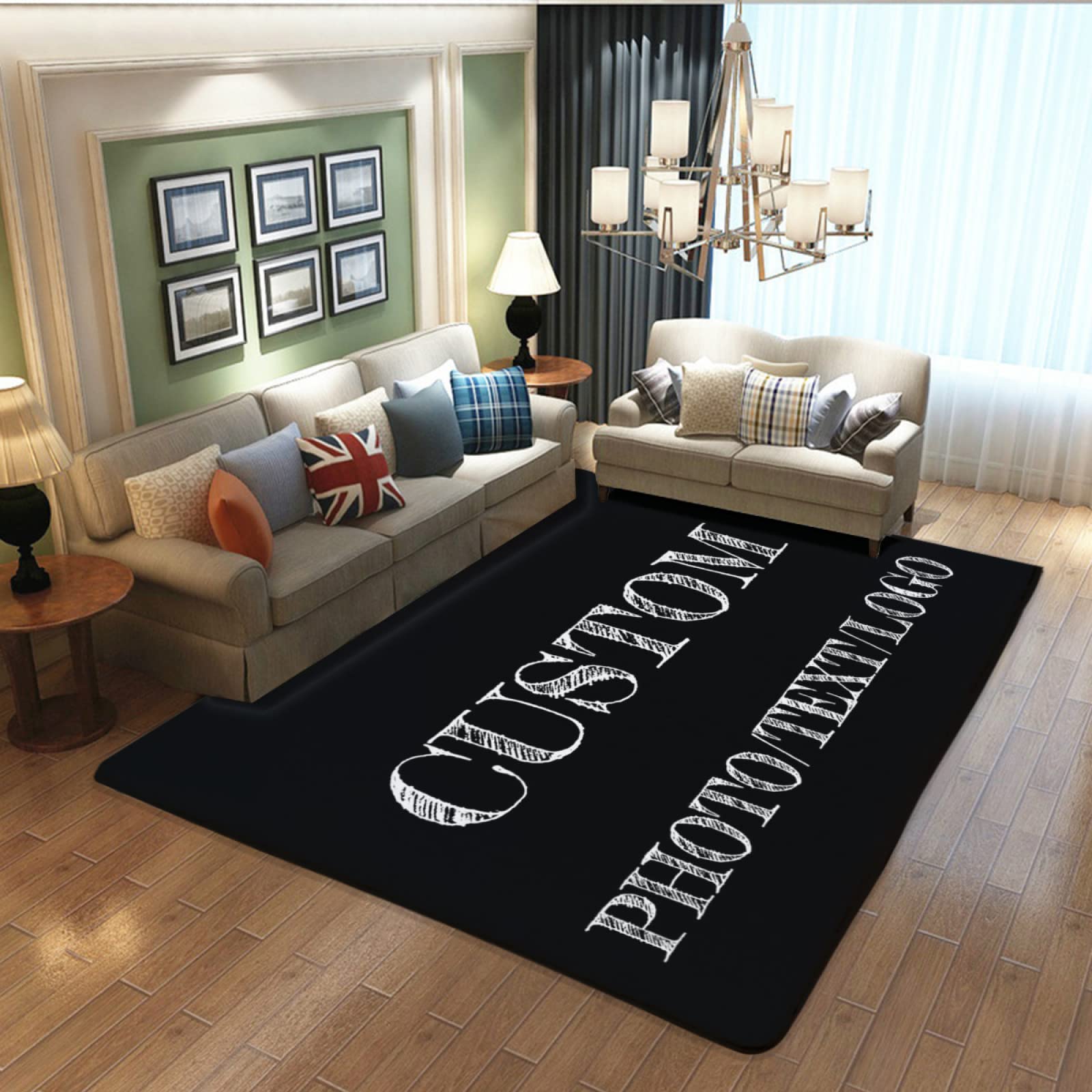 Custom Rug Personalized Area Rugs with Logo Photo Anti Slip Washable Door Mat for Bedroom Living Room