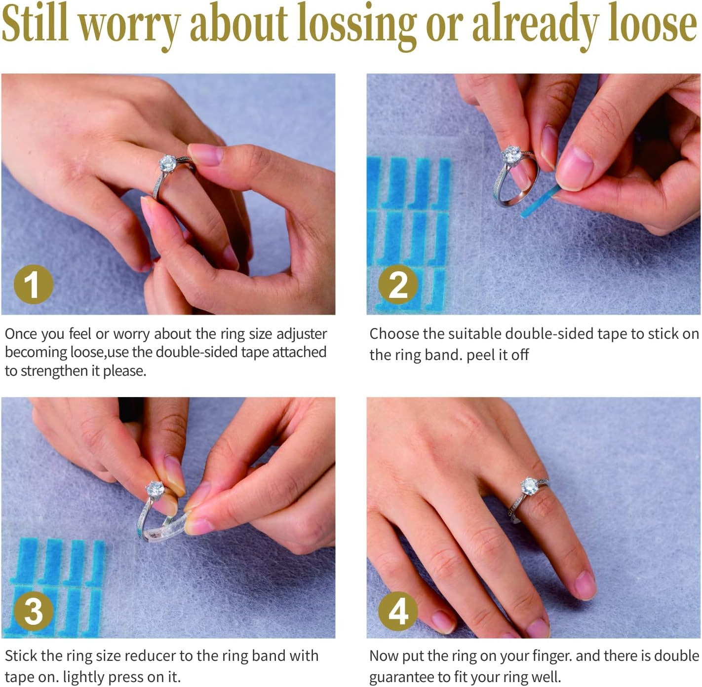Invisible Ring Size Adjuster for Loose Rings-8 Pack,8 Sizes,Jewelry Ring Sizer Reducer Spacer Ring Guard for Any Rings