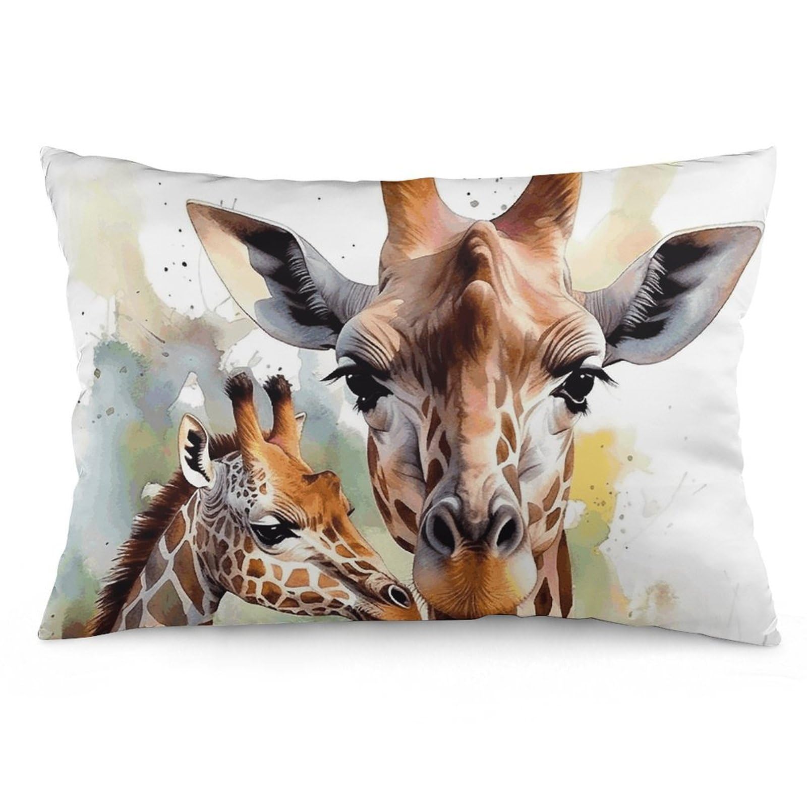 2 Pack Pillow Cases for Hair and Skin, Soft Breathable Pillow Case Covers with Hidden Zipper, Watercolor Deer Giraffe Pillowcase 12 "x20 Pillow Covers for Sleeping Gift