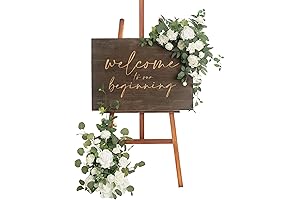 Ling's Moment Wedding Welcome Sign Floral Swags, Artificial Flowers Backdrop