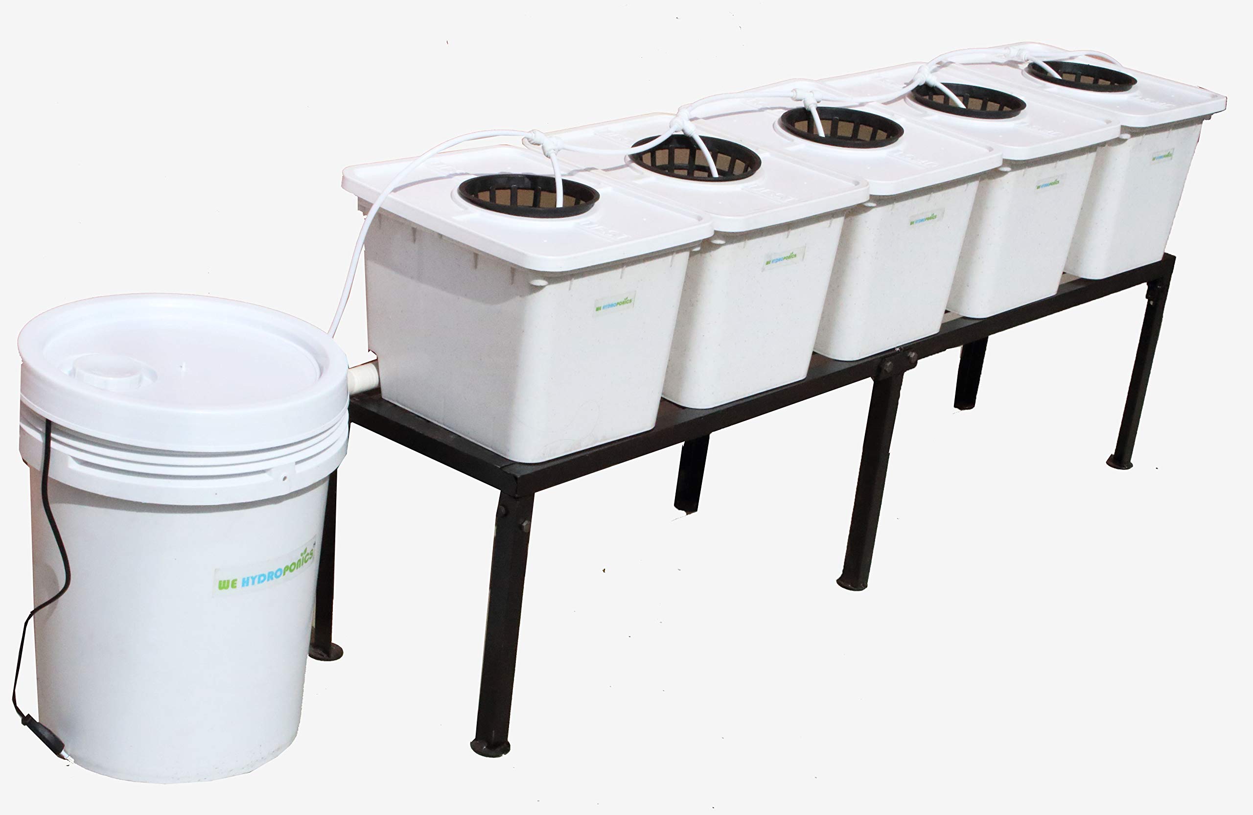 WE Hydroponics Dutch Bucket Complete System - 5 Buckets Kits with lids and netpots, Complete Planter with Stand and Accessories, Color - White (B08WQ1XJFS) Amazon Price History, Amazon Price Tracker