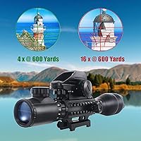 Vista 6 de UUQ 4-16x50 Alcance táctico de rifle rojo/verde iluminado buscador de retícula W/mira láser y vista de punto reflejo holográfico