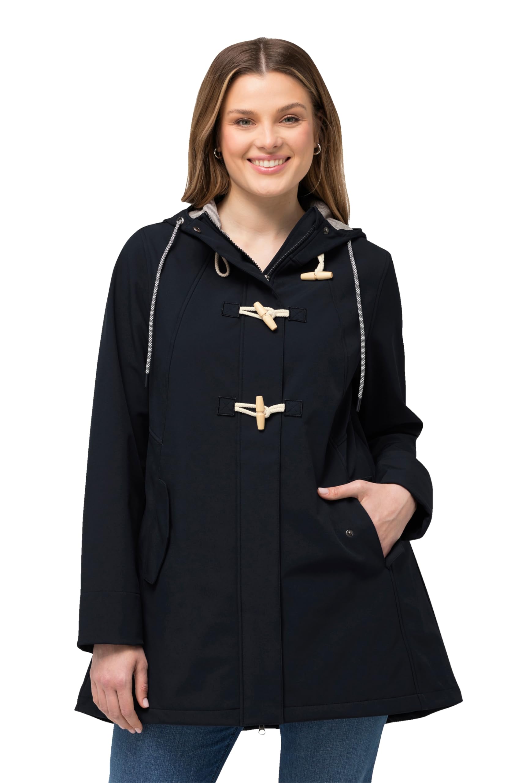 Ulla Popken Damen große Größen Übergrößen Plus Size HYPRAR Softshelljacke, wasserabweisend, Knebelknöpfe 829102
