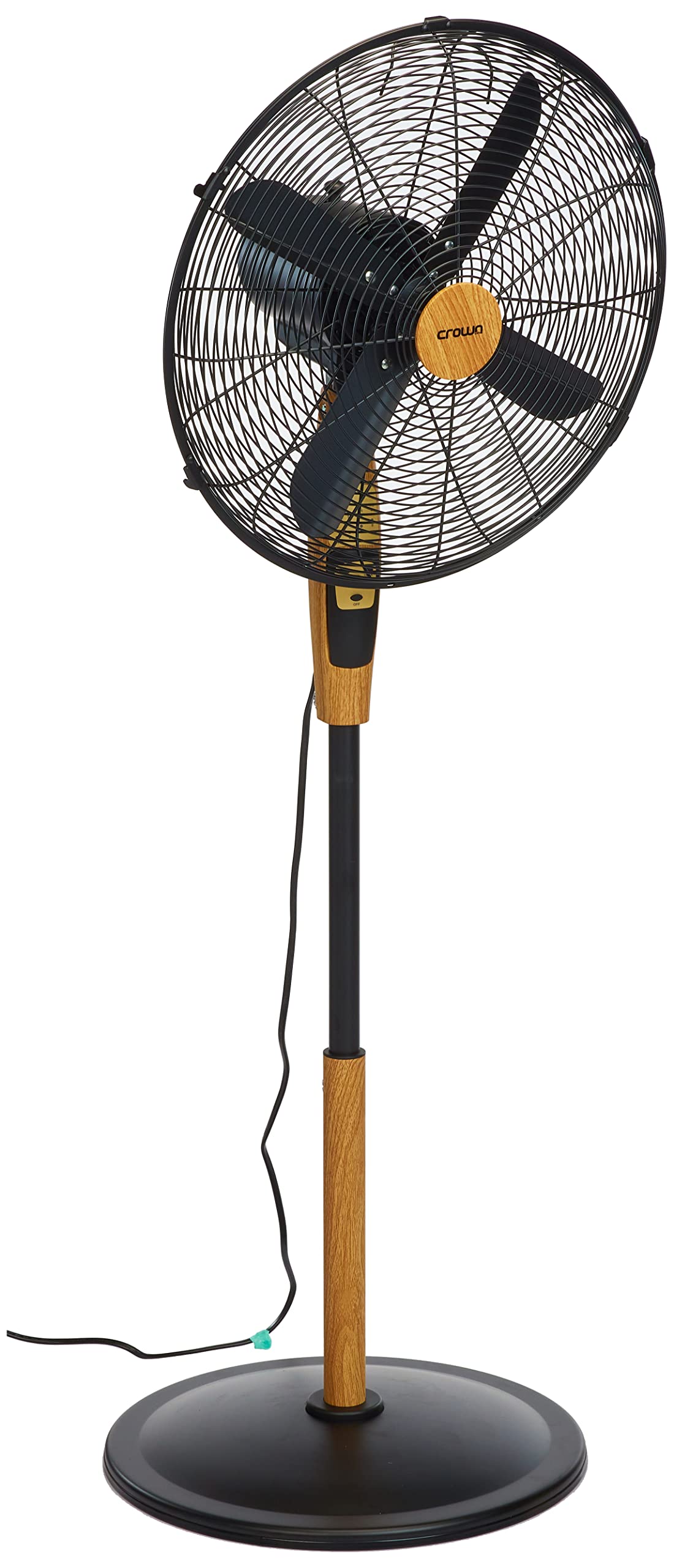 SF 291 16 Inch Stand Fan, Power rated: 60W, 220 240V, 50Hz with Remote, balck & a touch of wooden color