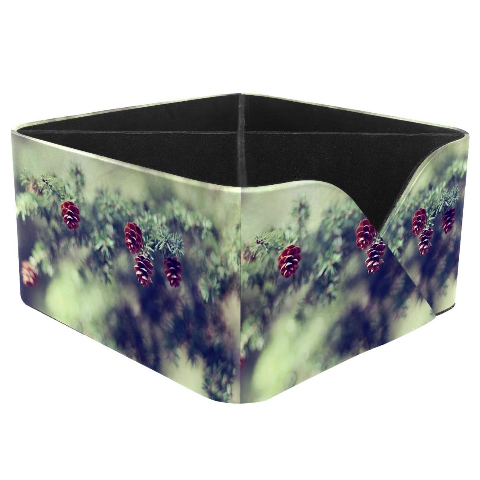 KengjuTesu Lovely Pinecone Desktop Organizer Pen Holder, Rectangular Pencil Cup for Office, Study and Makeup Stations