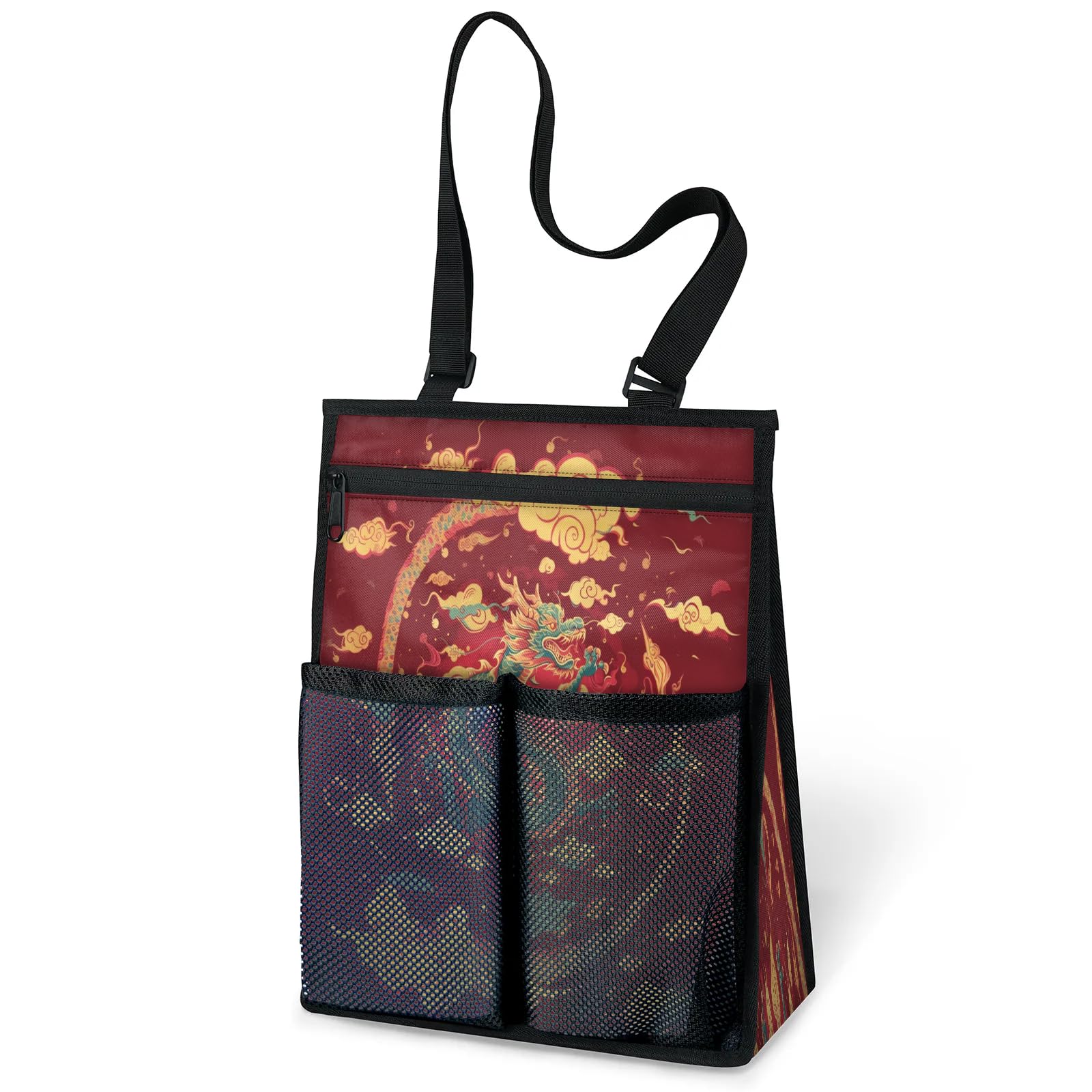 Ourtheme Chinese Dragon Portable Shower Bag for Travel Gym Camp Beach Tote Shower Caddy Bags Hanging Toiletry Organizer