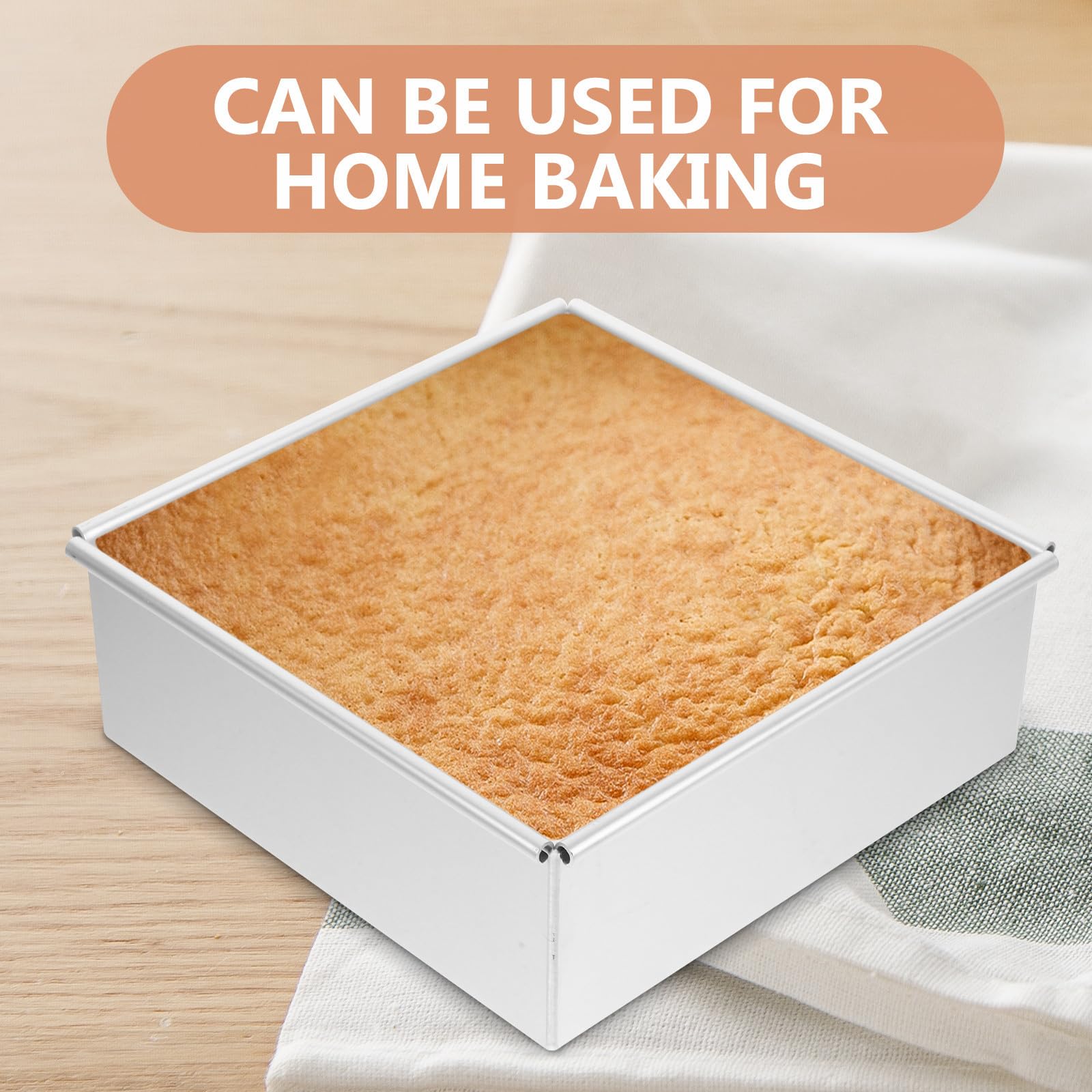 Sosoport 2 Piezas Molde para Pasteles Cuadrados de Aleación de Aluminio Base Extraíble, Antiadherente, Calentamiento Rápido y Fácil Limpieza para Repostería en Casa