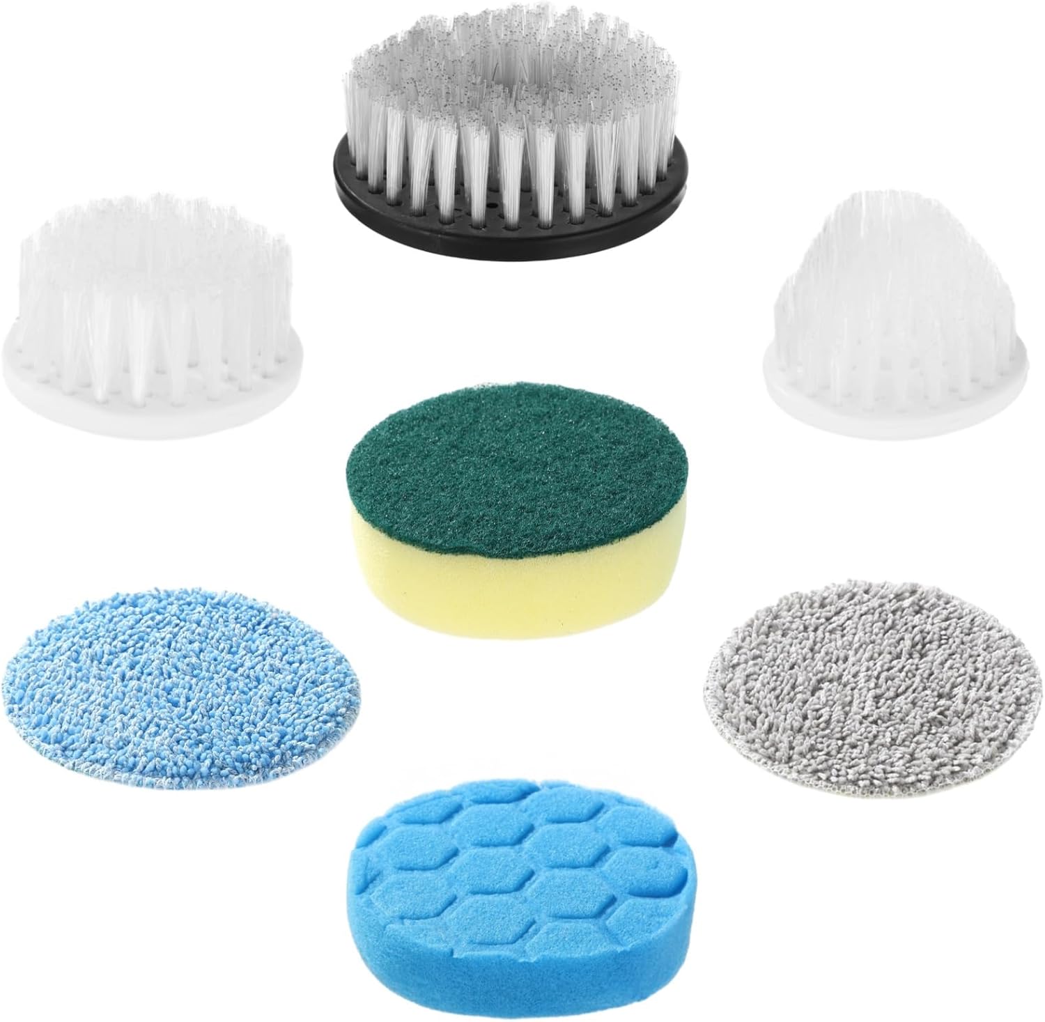 Cleaning Brush Heads for Spin Scrubber, 7 Pcs Electric Power Scrubber Replacement Heads Set, Car Detailing Bathroom Kitchen