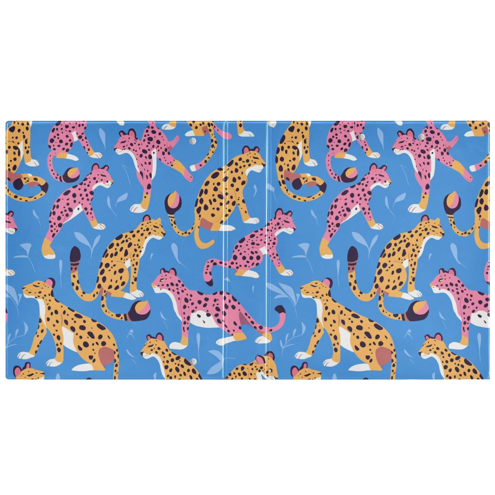 Aesthetic Unique Beauty Leopard 3-pierścieniowy segregator 3,8 cm z kieszeniami wewnętrznymi, 1/2 segregatory, twarda okładka