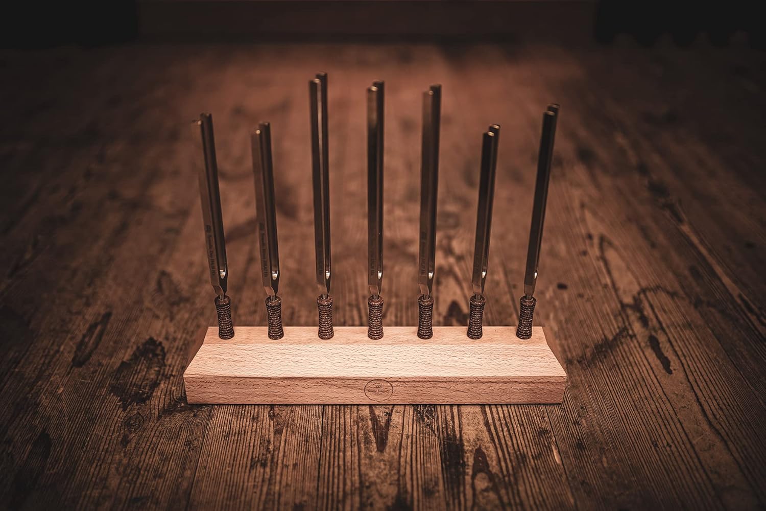 Planetary Therapy Tuning Fork 7 Piece Chakra Set with Exact Pitch and Frequency — MADE IN GERMANY — For Meditation, Sound Healing and Yoga, 2-YEAR WARRANTY