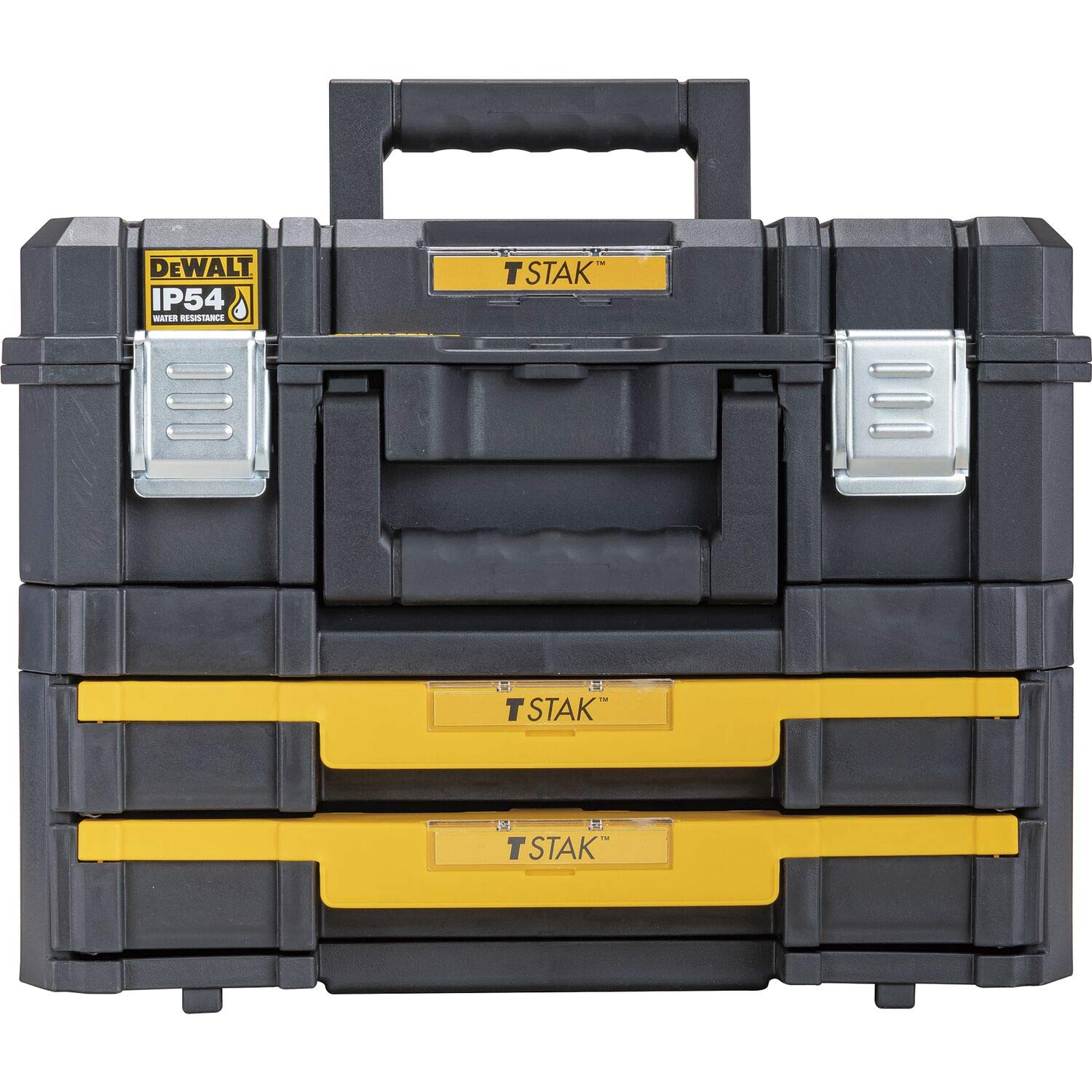 DEWALT DWST83395-1- Combo de Maleta multiusos + Cajonera doble TSTAK, Cierres metálicos, Capacidad de carga 30Kg, Divisores extraíbles, Conecta módulos TSTAK