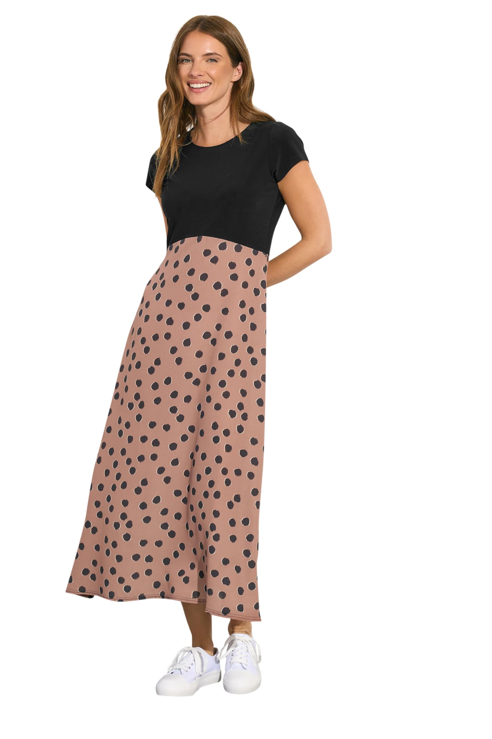 M&Co Women's Spot 2 In 1 Maxi Dress in Black | Size: 14