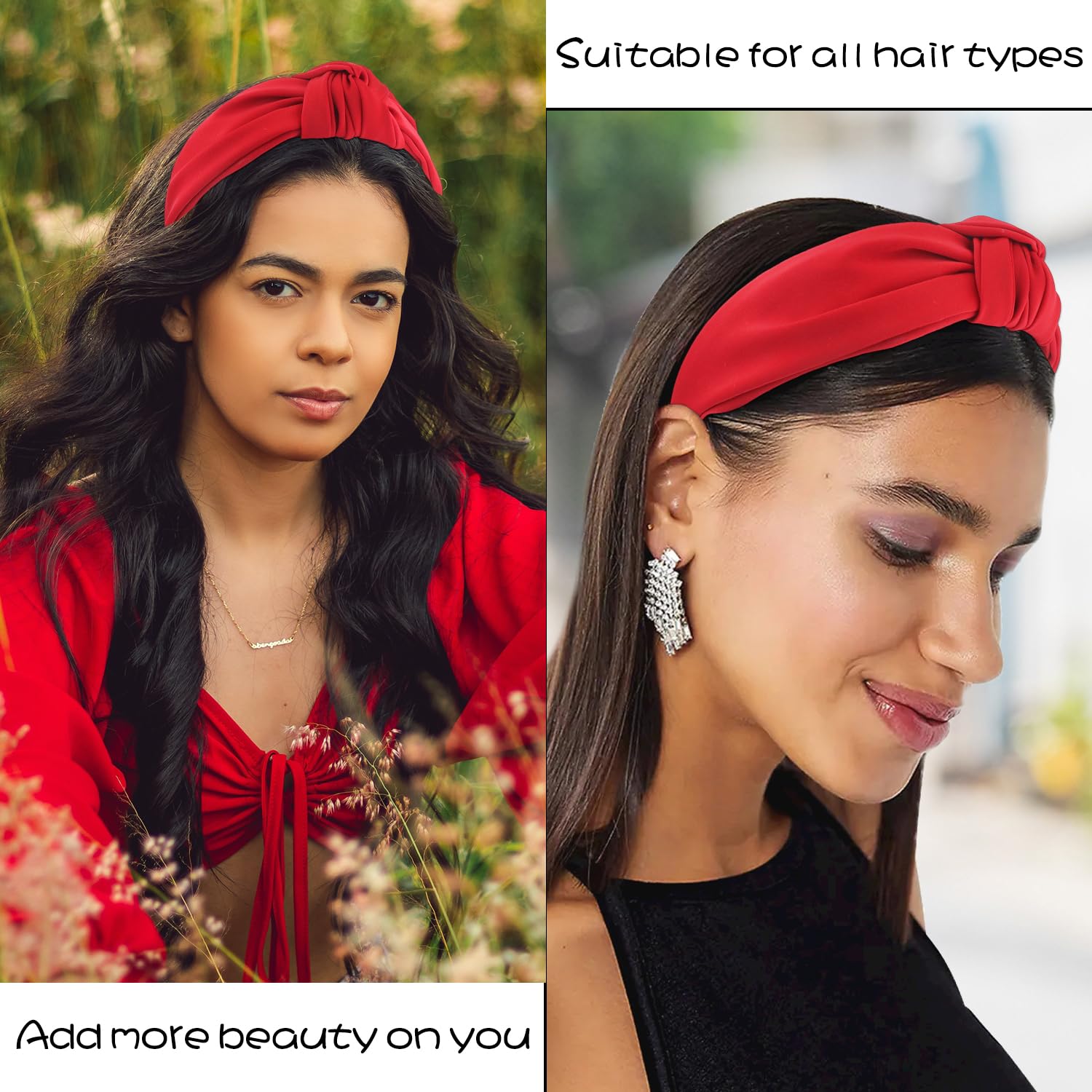 CURASA Headbands For Women Girls Non Slip Knotted Headband Wide Preppy Fashion Hairband Blue Top Knot Decorative Hair Accessories Sky Blue Fabric Hair Bands Yoga Elastic Head Bands For Thick