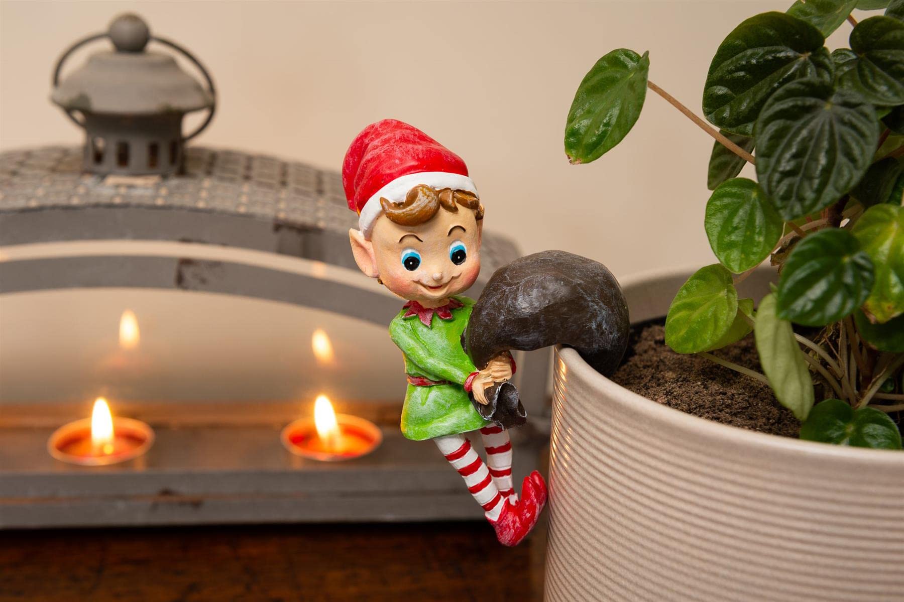 Potty Feet Multicolor Pot Buddies Christmas Naughty Elf Plant Pot Hanger