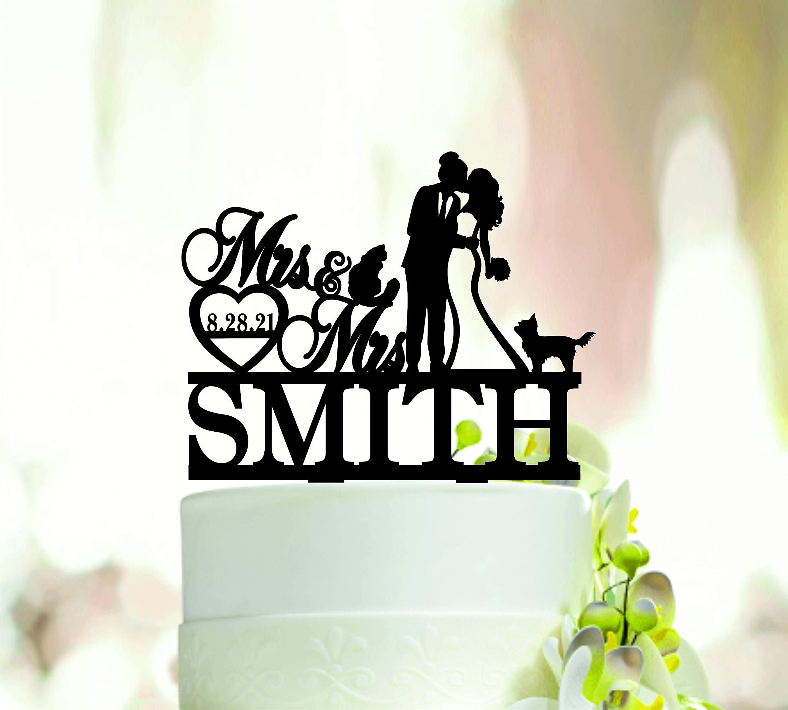 Amazon com Lesbian Cake Topper with Date Pure Les Wedding Cake  