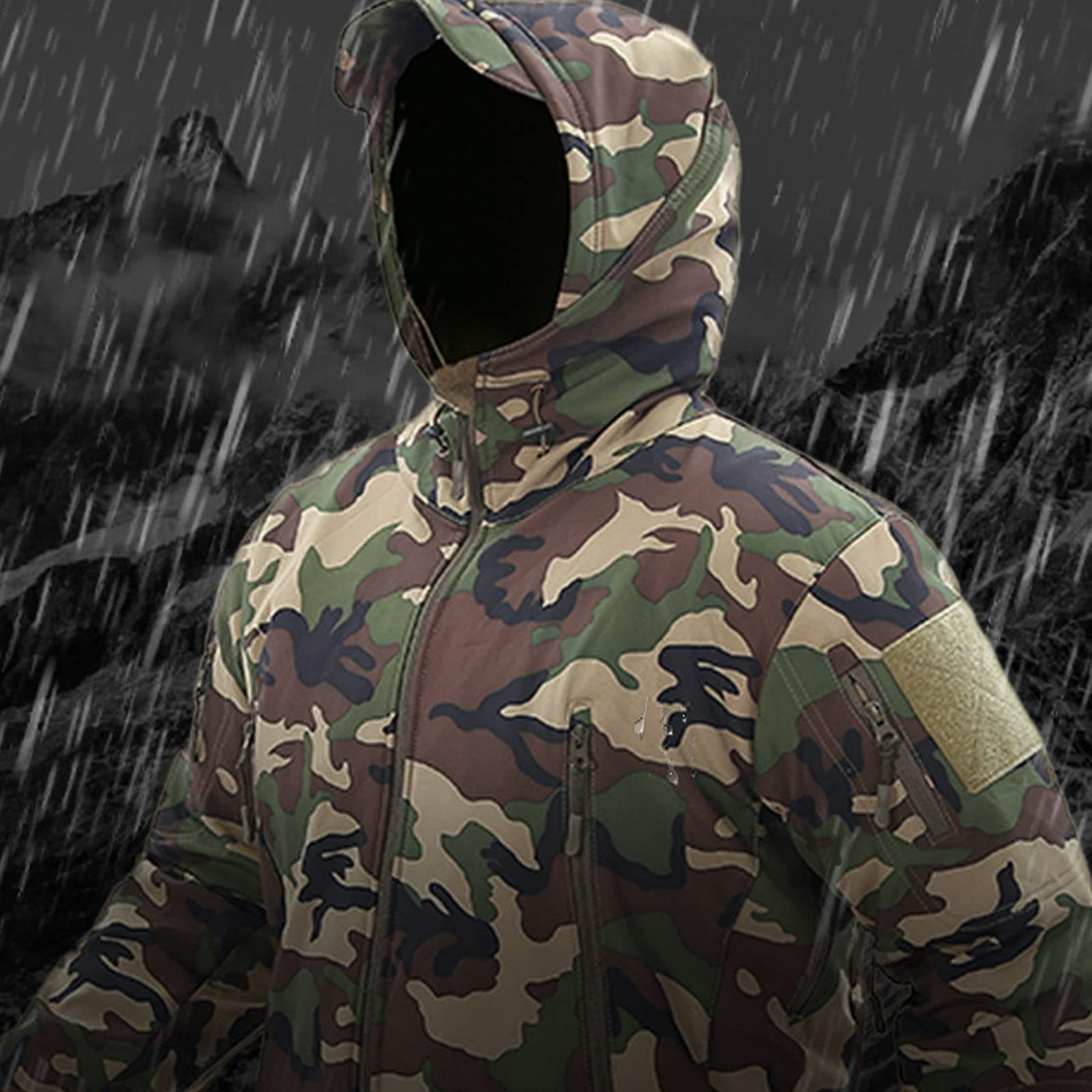 Giacche antivento da esterno per uomo, giacche invernali foderate in pile calde multi-tasche Escursionismo Giacche softshell da campeggio, per lavoro Pesca Caccia Giacca da arrampicata impermeabile