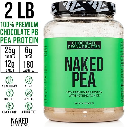 Miniatura 23 de NAKED Aislado de proteína de guisante de chocolate de granjas norteamericanas, solo 3 ingredientes, proteína vegana de chocolate, sin gluten, sin