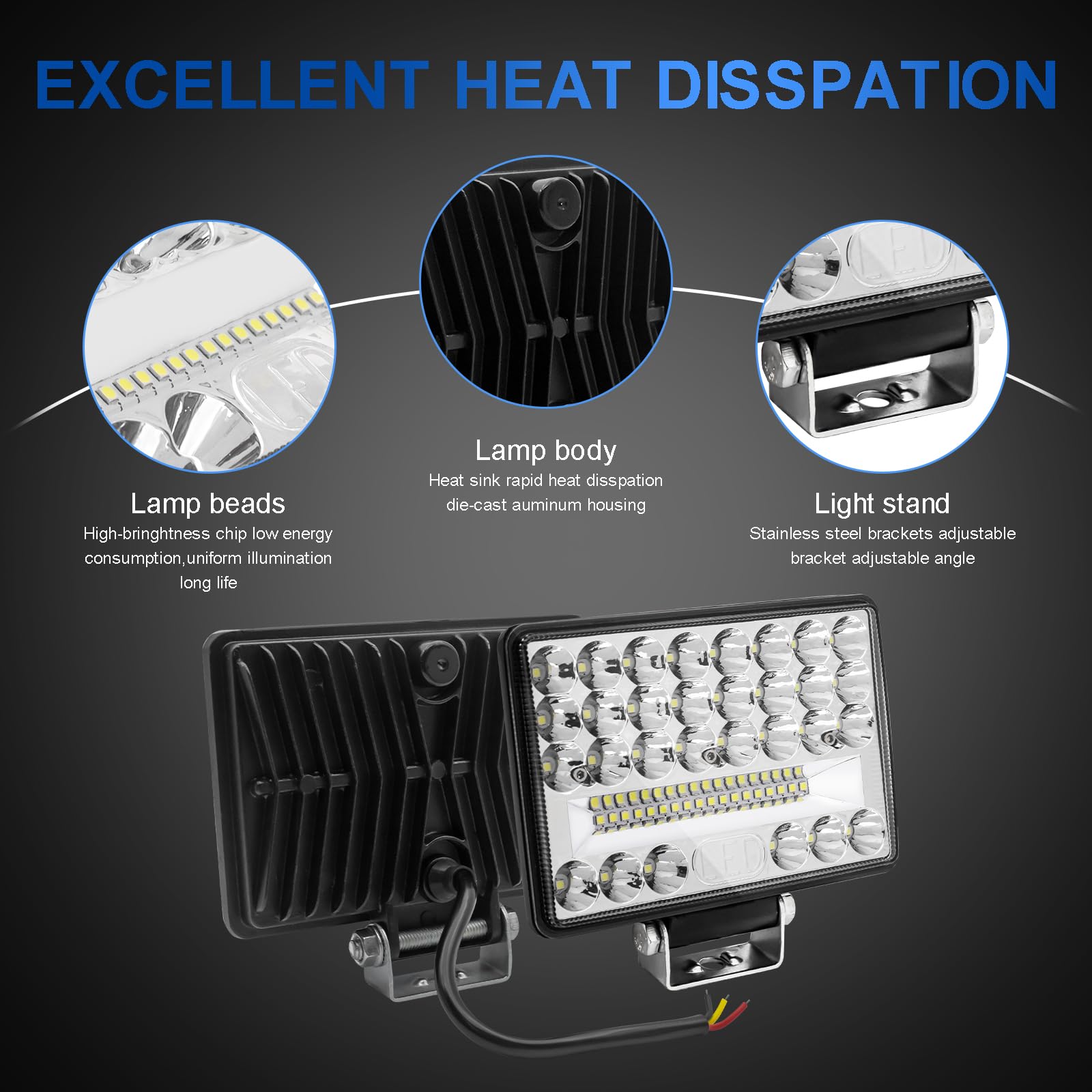 Focos LED Trabajo Para Tractor O 4x4 - 2 Unidades, 70W Cada Uno, 7200LM, IP68, Luz Spot Y Flood