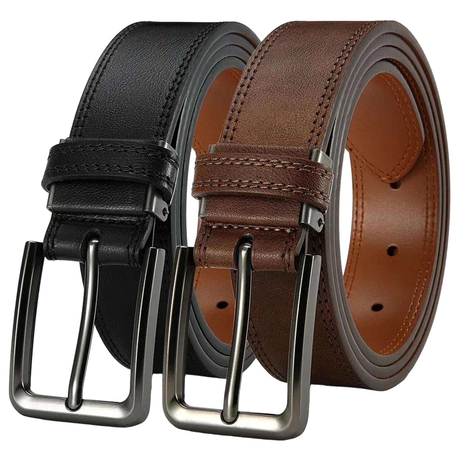 Yeuyyben Cinturón de cuero para hombre, hebilla automática, ajustable, diseño de trinquete, casual, negocios, invierno