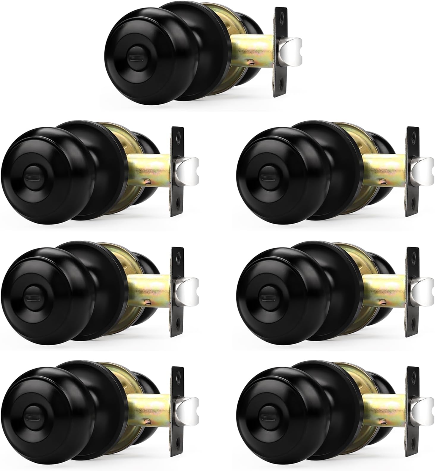 Probrico Black Door Knob 7 Pack, Interior Bedroom Doorknob with Lock ...