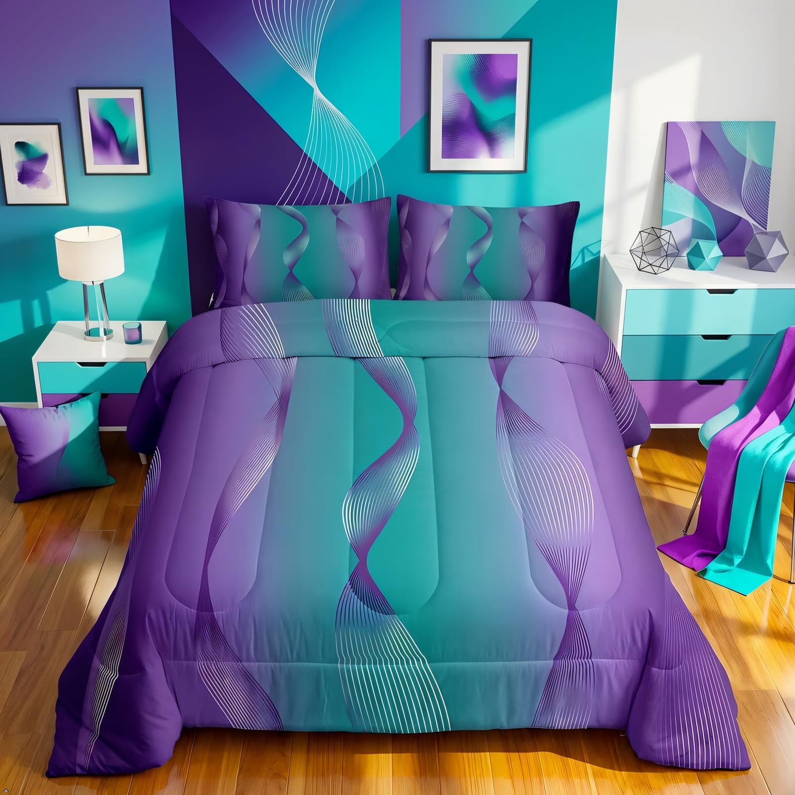 Erosebridal Parure de lit teintée par nœuds pour enfants, filles, garçons, hommes, femmes, parure de lit ethnique tendance pour décoration de chambre trippy pour lit simple, violet