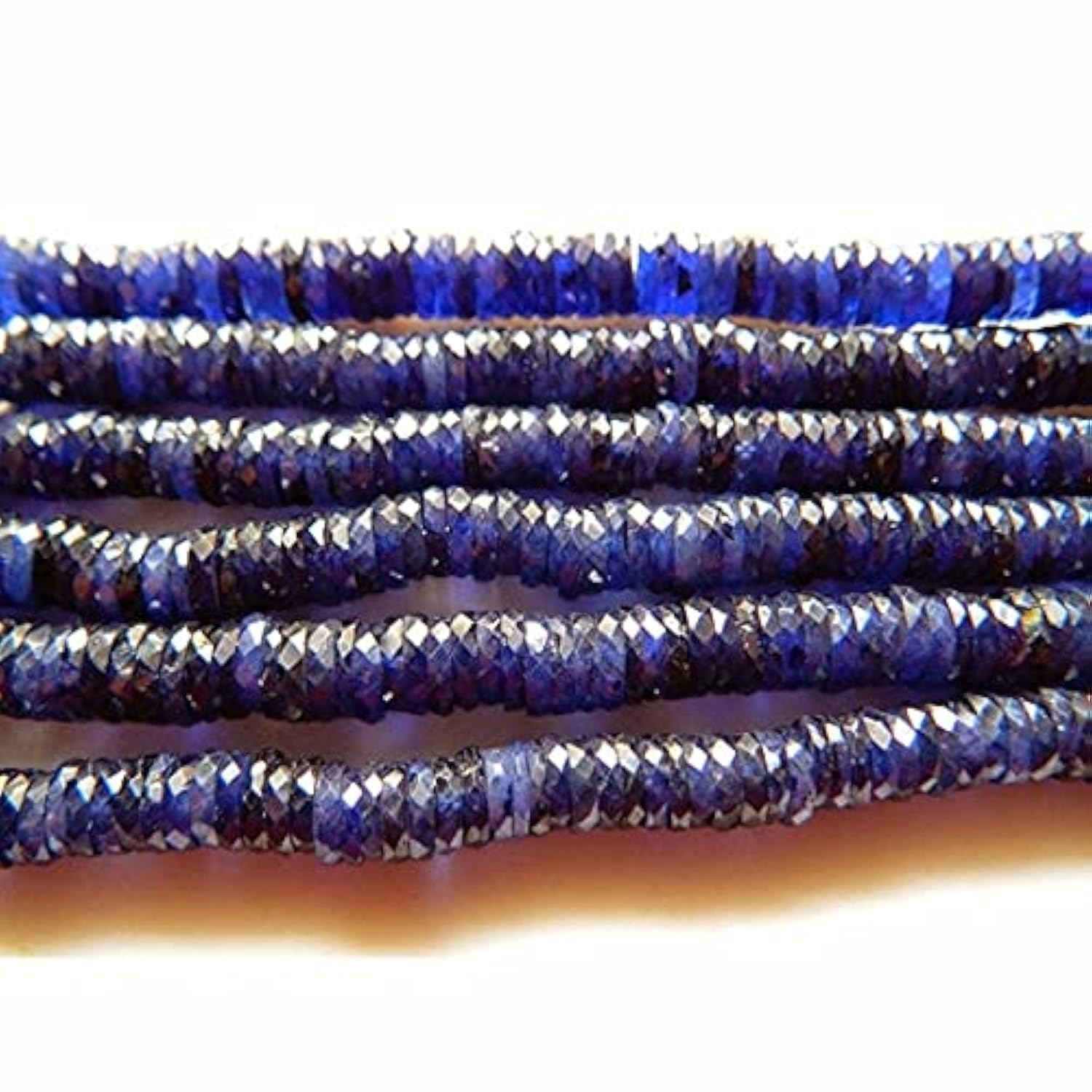 Perles saphir heishi facettées LKBEADS 7mm, fil de 8 pouces pour création de bijoux artisanaux