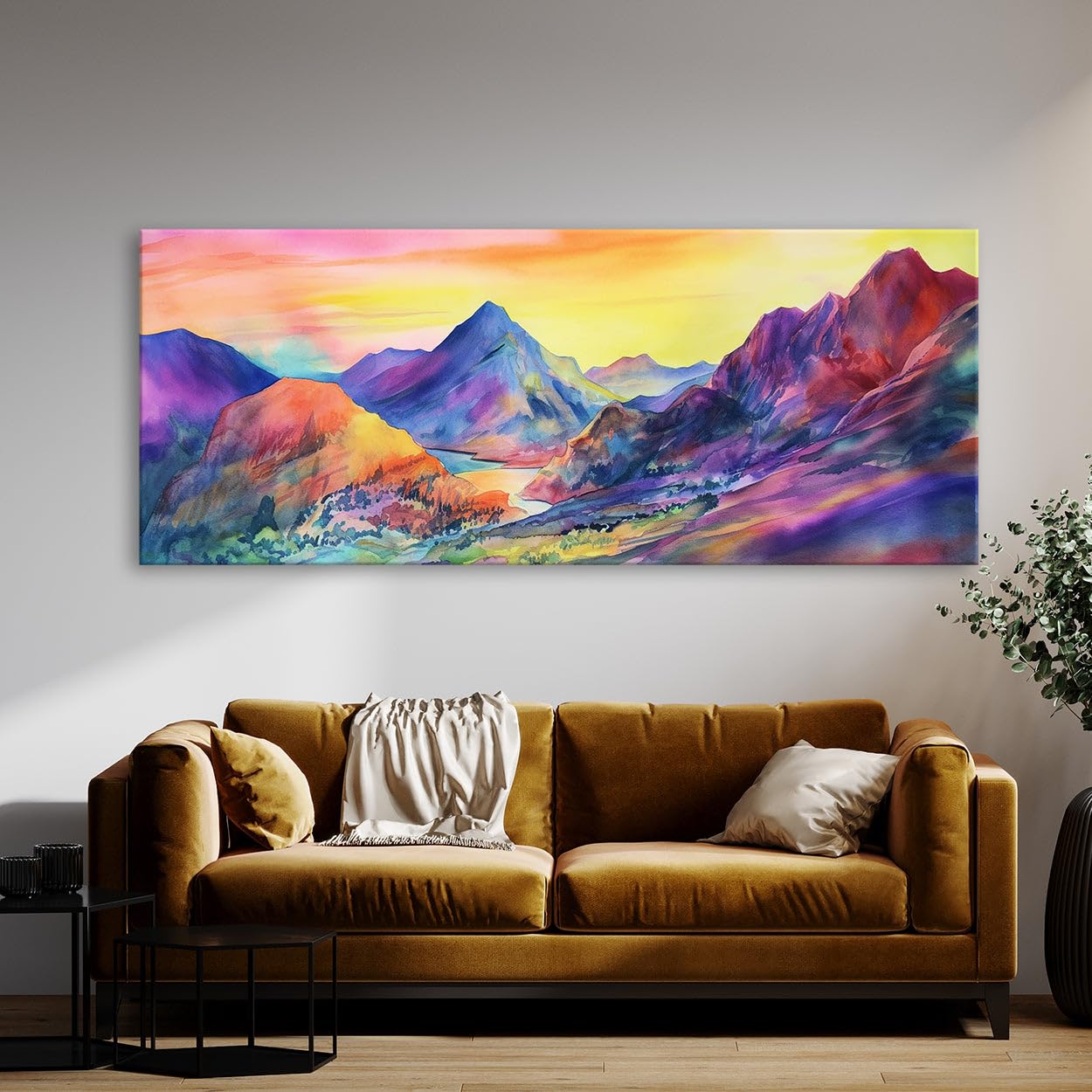 Amazon.com: Sense Canvas Sunrise Vivid Watercolor 209 Canvas Art