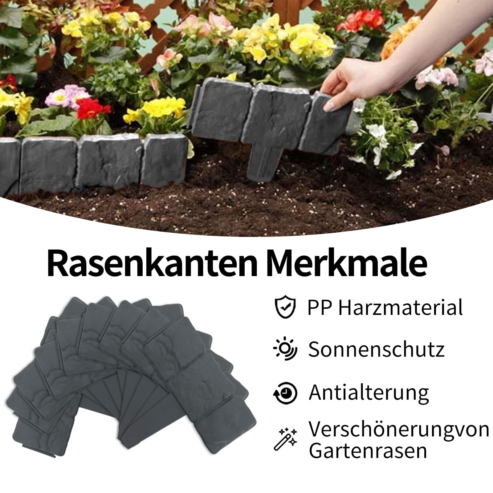 20 Pièces Bordure De Pelouse Effet Pierre Bordure De Parterre Plastique Pour Jardin 5m Gris 94484991 20 Pièces Bordure De Pelouse Effet Pierre Bordure De Parterre Plastique Pour Jardin 5m Gris 94484991