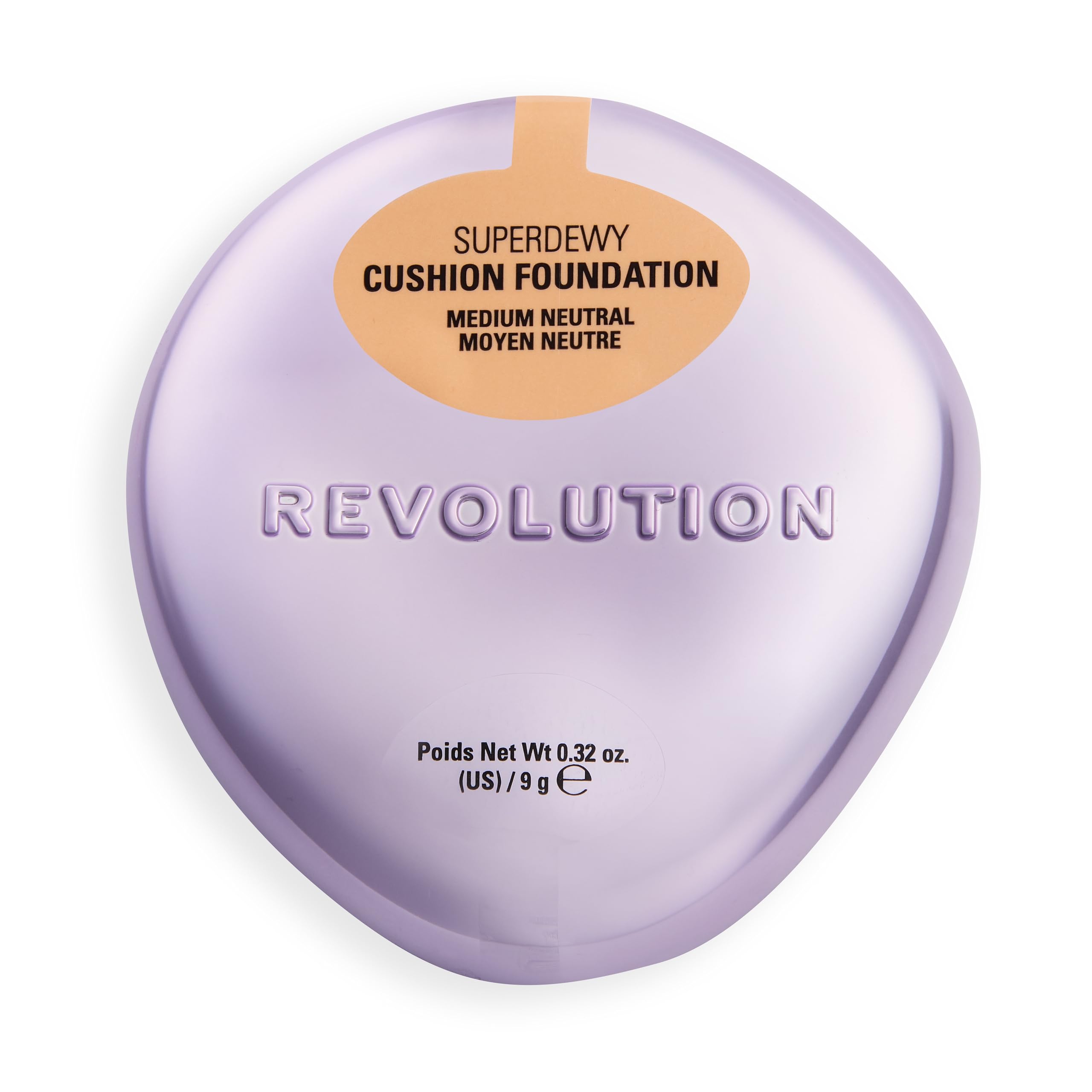 Revolution Superdewy Cushion Foundation, Lightweight Buildable Coverage, Dewy Hydrated Finish for Flawless Glowing Complexion, Medium Neutral, 9g