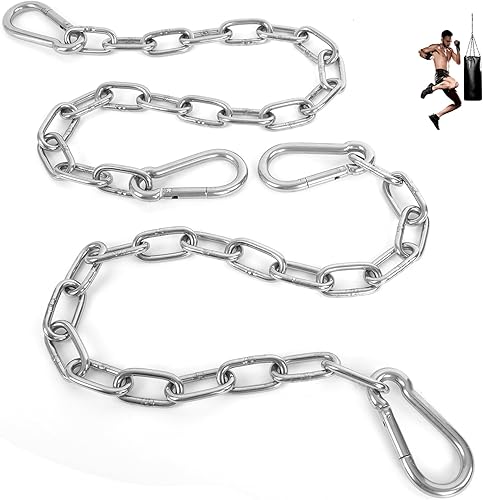 Paquete de 2 cadenas resistentes de 30 pulgadas, cadena colgante de acero de 15 pulgadas de grosor con broche de resorte, extensor de cadena fácil