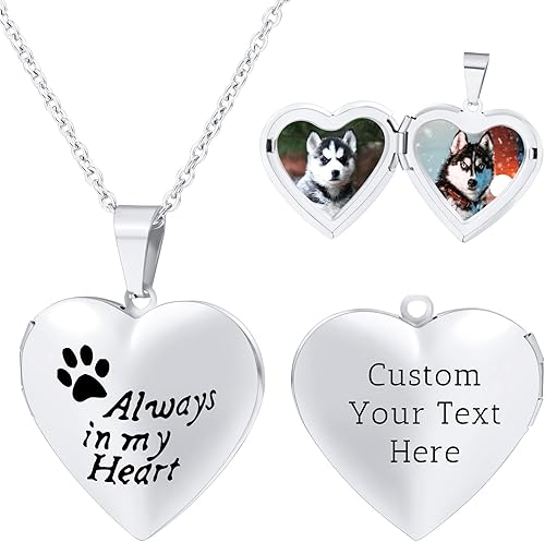 OTXIXTO Collar con medallón de corazón personalizado para mujer con imagen texto grabado en el interior plataorooro rosa medallón de fotos de acero