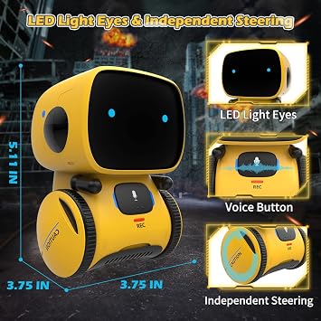 KaeKid Robots for Kids, Interactive Smart Robotic with Touch Sensor, Voice Control, Speech Recognition, Singing, Dancing, Repeating and Recording, Robot Toy for 3 4 5 6 7 8 Year Old Boys Girls