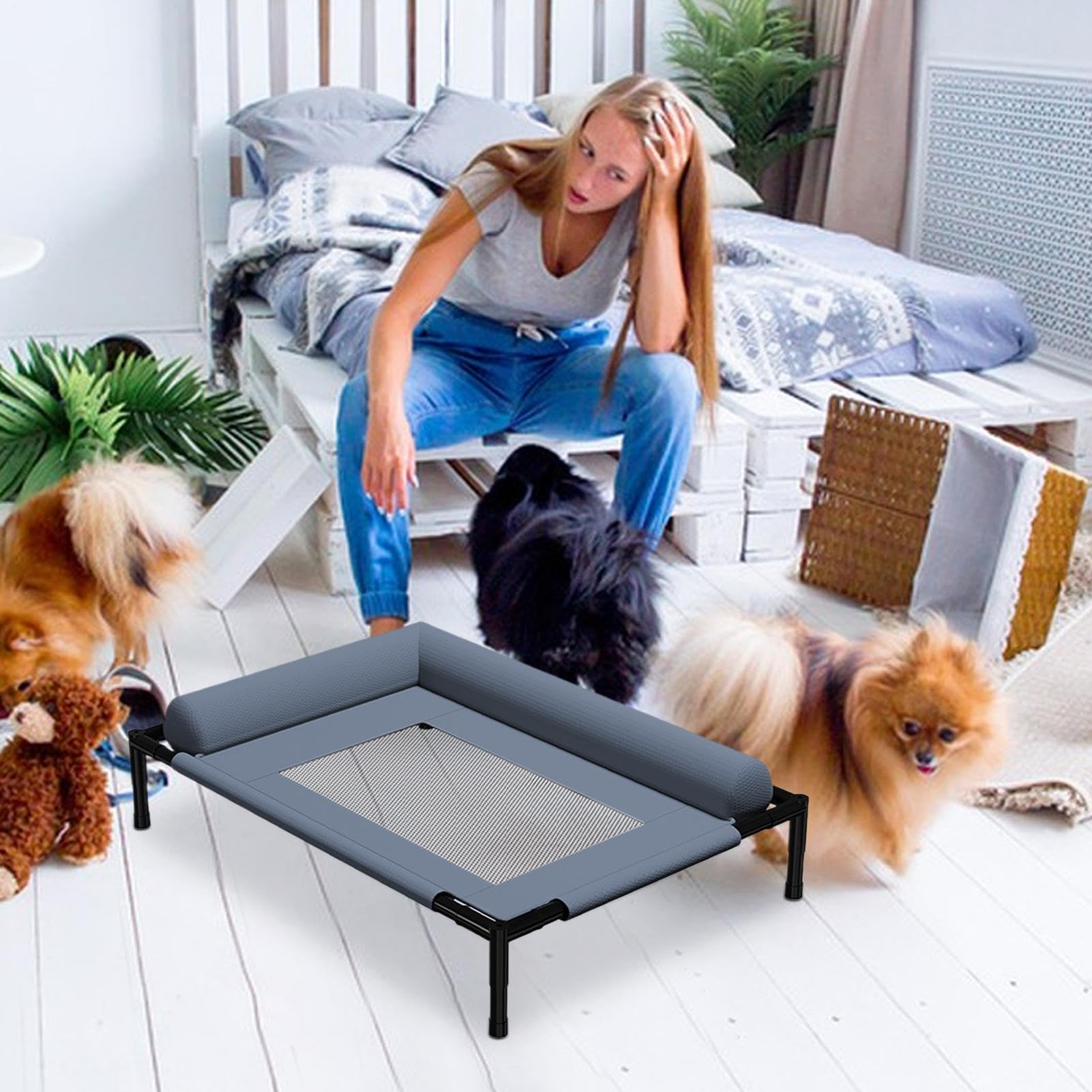 Cuccia Rialzata Per Cani Lettino Ammortizzato Elevato Traspirante Per Cani | Divano Per Animali Domestici Lavabile Per , Giocare, , Cuccioli, Anziani Gatti E Conigli Per Casa E Esterni