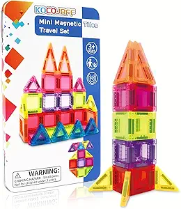 57PCS Magnetic Tiles Mini Travel Kids Set, Educational Learning Sensory Toys,Preschool Classroom Magnetic Blocks Building Kids Toys & Games, for 3-8 Year Boys Girls Birthday Gift