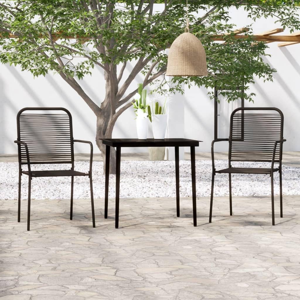 3 Piece Patio Dining Set,Conversation Furniture,Backyard Furniture,Casual Table Chairs,Patio Decor,Ideal to be Placed in Garden, Patio, Balcony, Poolside, Backyard, Lawn, Black