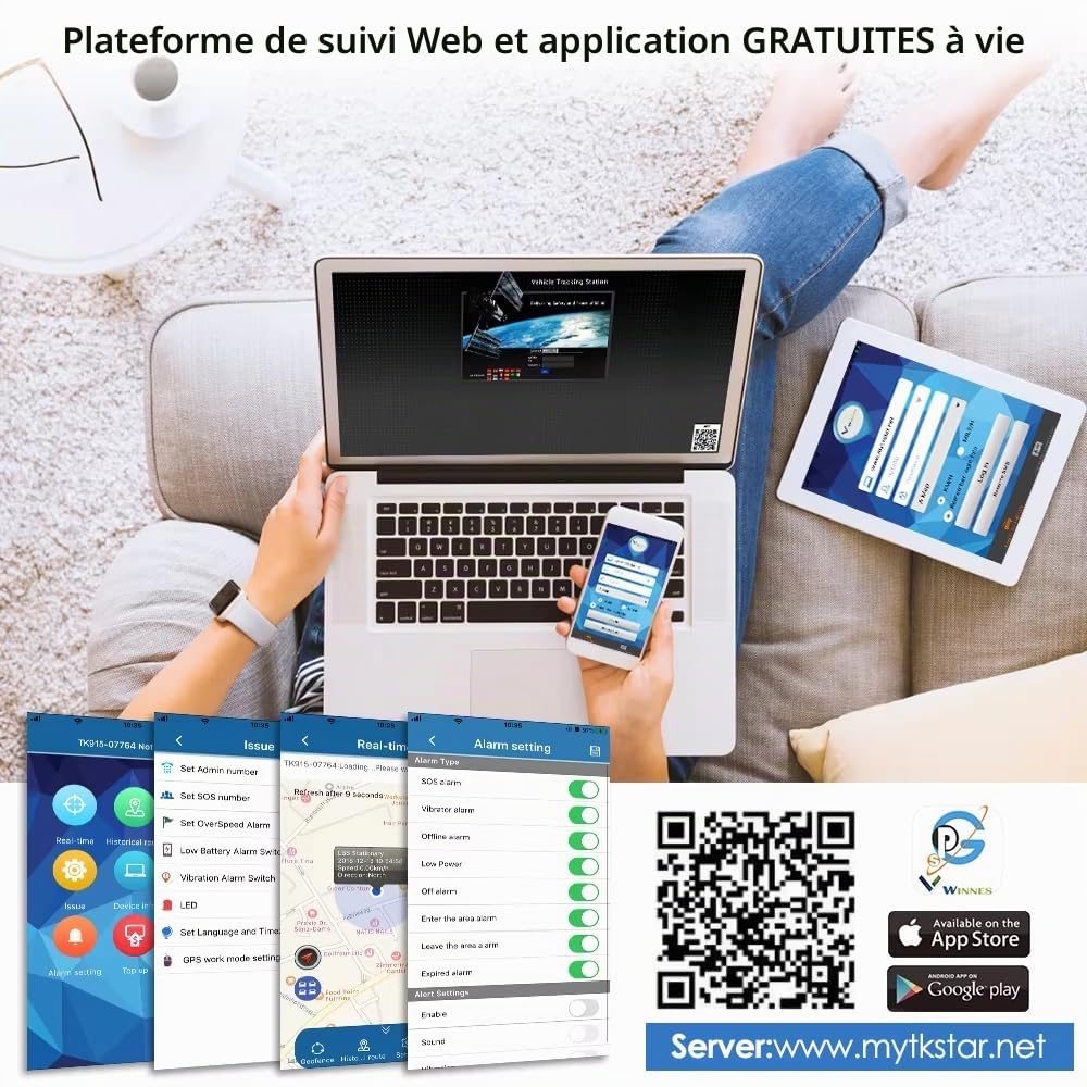 Tracker GPS avec Micro Winnes Traceur GPS Voiture 120 Jours en Veille Positionnement en Temps Réel Traqueur GPS avec Fort Magnétique et étanche IP65 App Gratuite Géolocalisation pour Voiture Moto Vélo