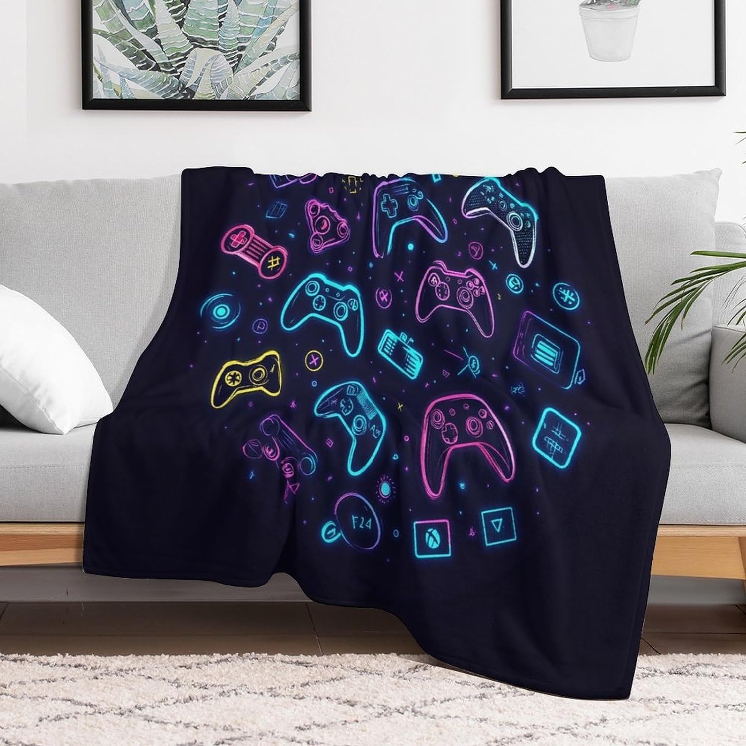 Gamer Gifts for Boys/Men/Teens, Best Game Room Decor Gifts, Super Soft Flannel Gamer Throw Blanket for Adults, 60"x80"