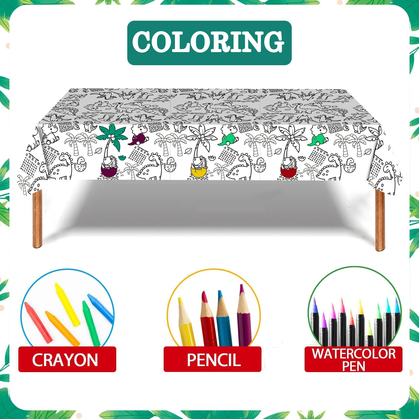 Dinosaur Giant Colouring Table Cloth for Kids,137*274cm Dinosaur Colouring Poster Tablecloth Colouring Books Table Cover for Girls Boys School Party Poster Educational Doodle Art Activity Game - Image 3