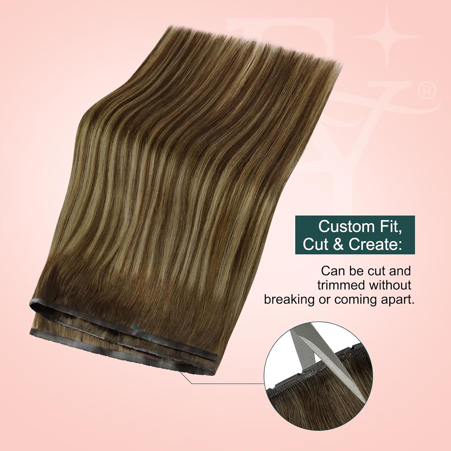 Easyouth 100g Butterfly Weft Hair Extensions Human Hair Balayage Genius Weft Hair Extensions Human Hair Ombre Medium Brown to Caramel Blonde Mix Brown Ovo Butterfly Wefts Hair Extension Seamless 20In