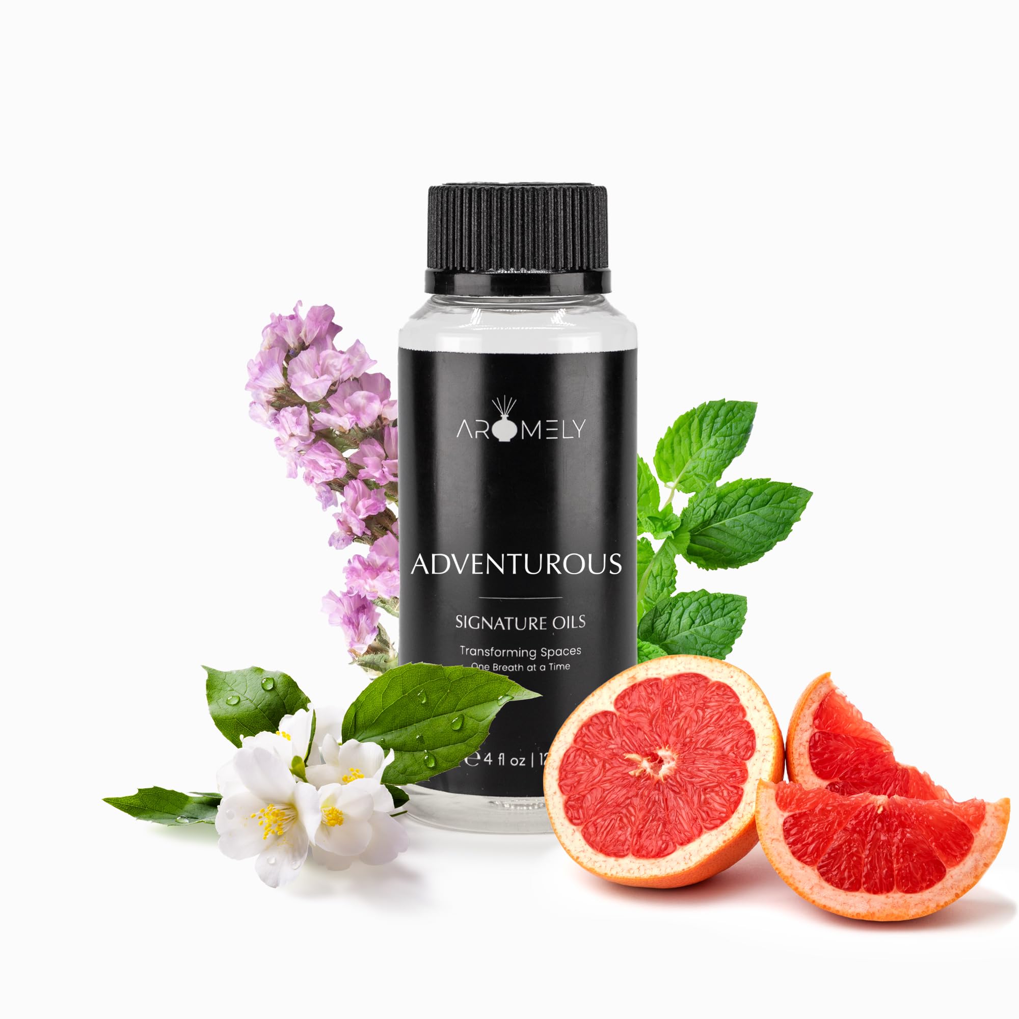 Adventurous by Aromely Essential Oil Blend - Signature Diffuser Aroma Scent - Luxurious Fragrance with Notes of Lemon, Grapefruit, Pink Pepper, Bergamot, and Amberwood (120ml)