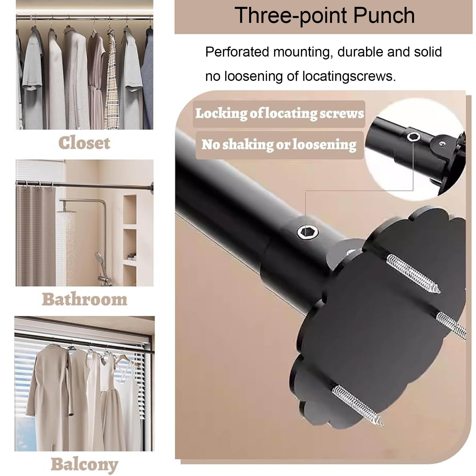 Varilla ajustable con soporte giratorio de acero inoxidable de 180° para montaje en pared en ángulo para duchas, riel de techo para baño (tamaño: 38-50 cm, color: C)