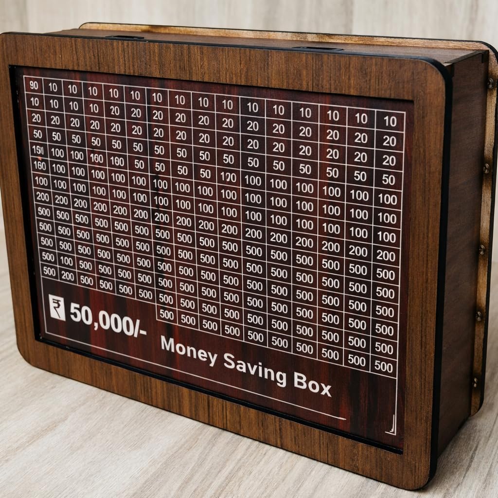 Wooden Savings Box with Deposit Chart Target | Money Saving Challenge Box Style-30-image-18