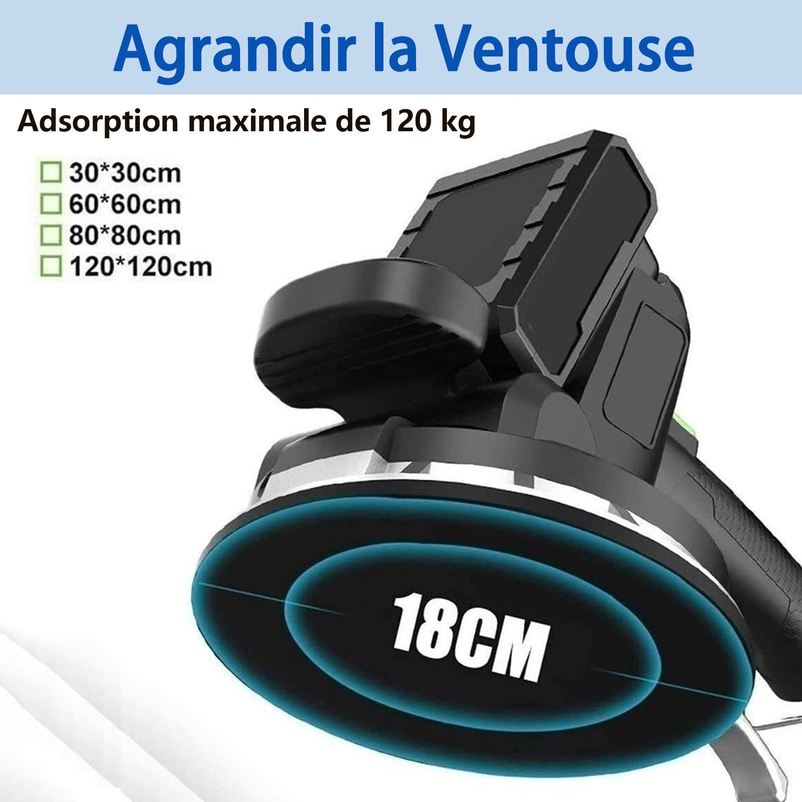 Machine Vibrante Carrelage électrique: 6 Vitesses Réglable Capacité de Charge Élevée Vibreur de Carrelage avec Ventouse Puissante de 18 cm Outils Utilitaires pour la Maison (2*Battery)