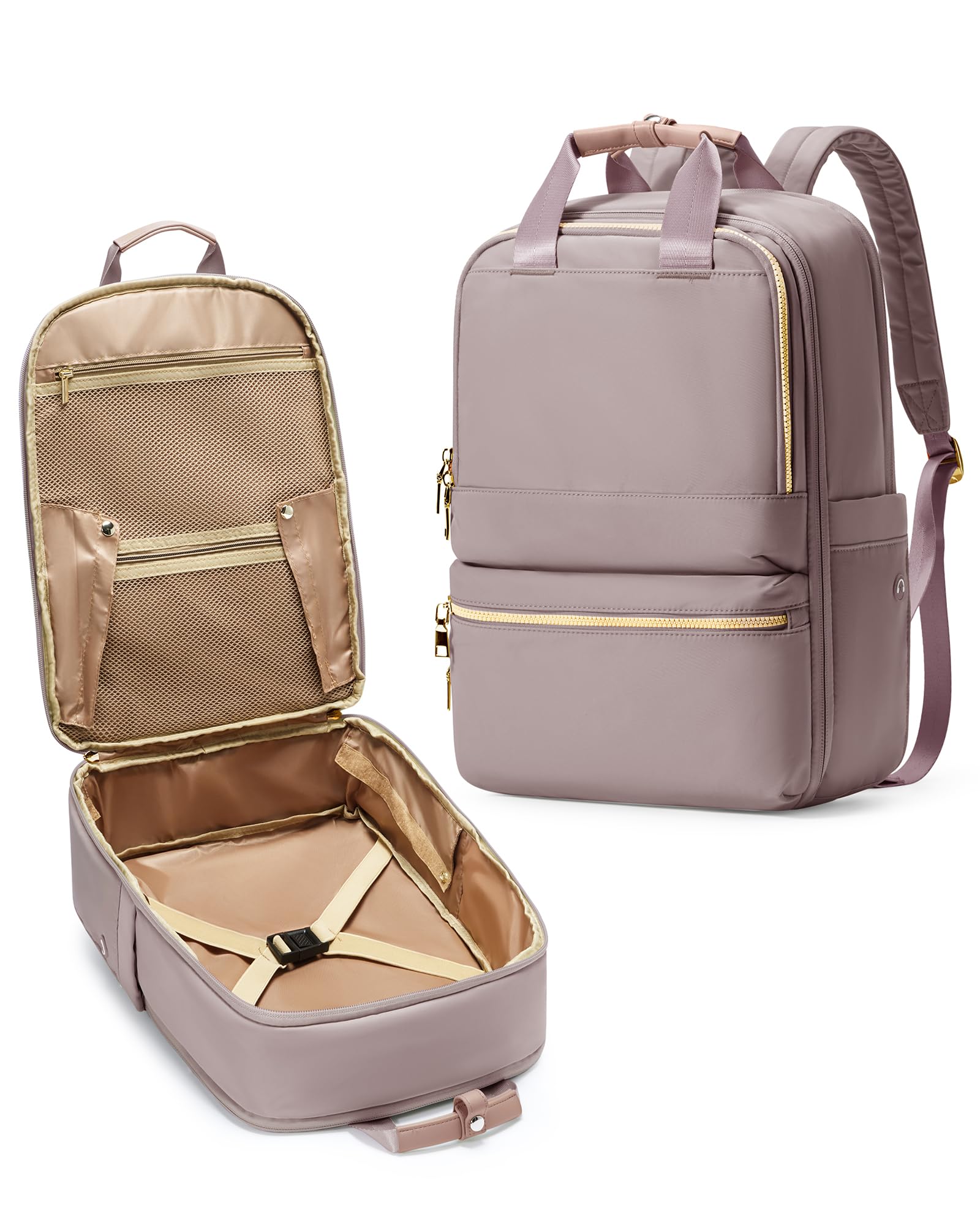 Bergsalz Zaino Donna Uomo Ryanair 40x20x25 Da Viaggio Sportivo Impermeabile Bagaglio a Mano Università Casual Per Laptop Da 14 Pollici Rosa Viola