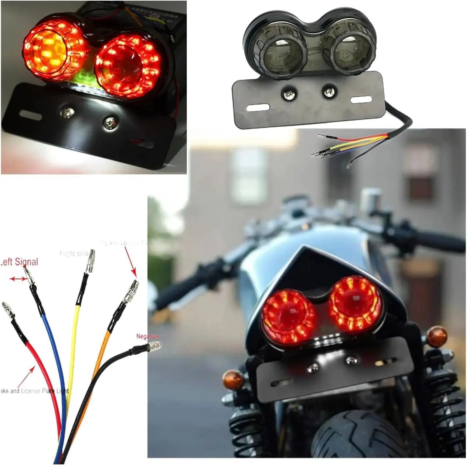 Fanale posteriore per moto Per Atvs Dirt Bike Buggy Motorcycle Led Tail Brake Turn Signals Light License Plate Rears Tails Lights
