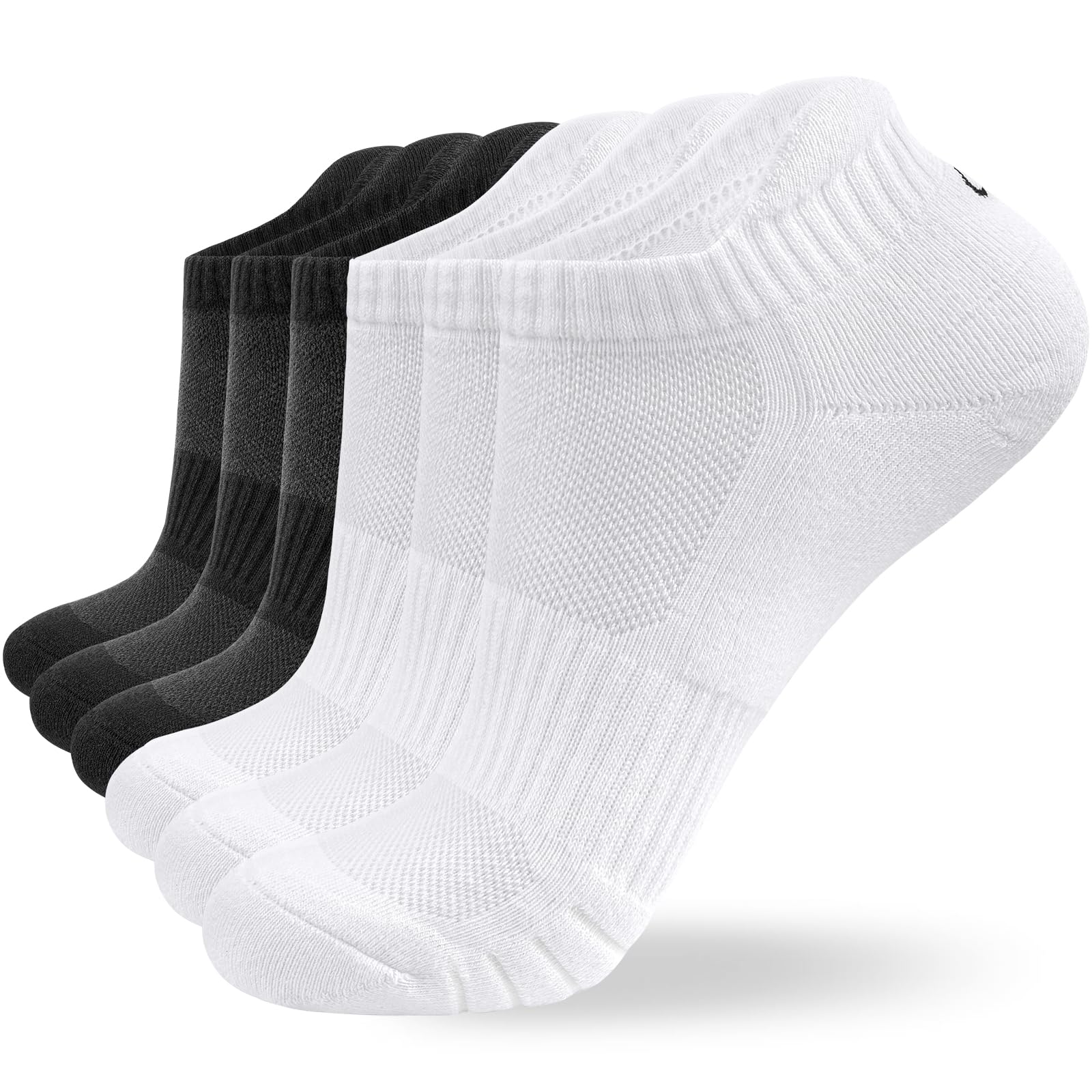 coskefy 6 Paar Sneaker Socken Herren Damen Baumwolle Sportsocken Kurz Running Socken Laufsocken Knöchelsocken Schwarz Weiß Grau Atmungsaktiv