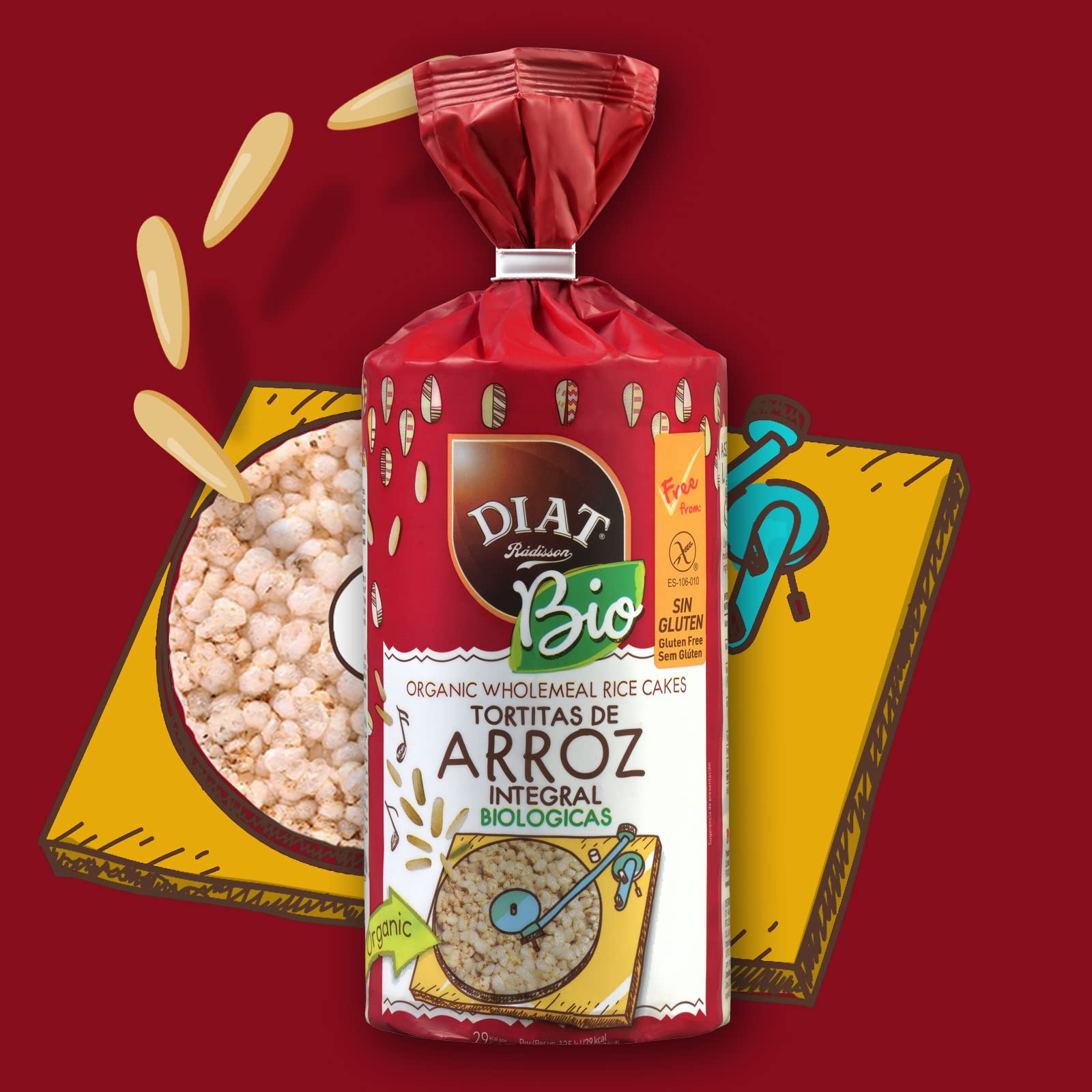 DIAT Radisson Tortitas de Arroz Sin Gluten BIO Integral Inflado Ligero Digestivo Vegano