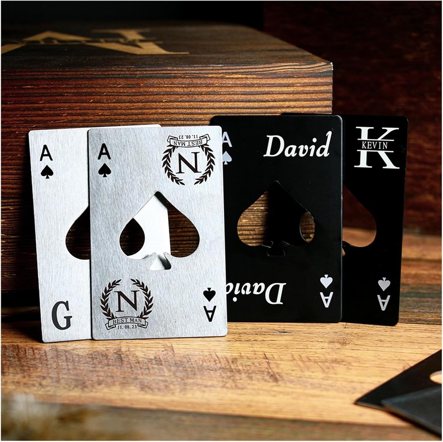 Custom Ace Of Spades Poker Card Bottle Opener, Metal Wallet Pocket Tool For Wedding Guest Favors(10pcs Black)